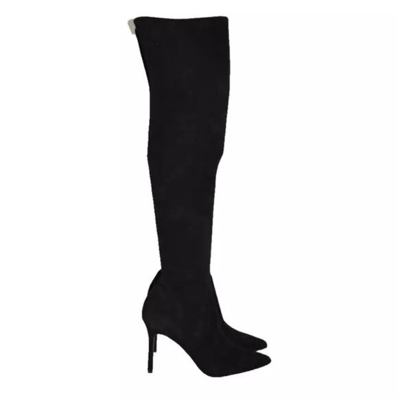 $850 VERONICA BEARD OVER THE KNEE POINTY HEEL BOOTS BLACK SUEDE 8.5 (DB30)